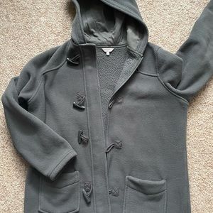 Army green FLEECE hooded pea coat